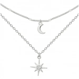 Collier la garçonne diamant argent. 925 et 1 diamant 0,015 ct 40 et 45 et 3cm gris rhodié