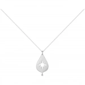 Collier la garçonne diamant argent. 925 et 1 diamant 0,015 ct 45 et 5cm gris rhodié