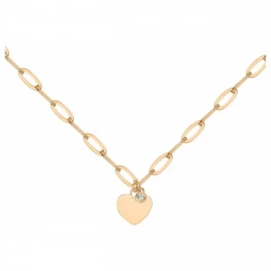 Collier la garçonne diamant pl.or eo 3mor 750 1000 et 1 diamants 0,015cts 42 et 3cm jaune