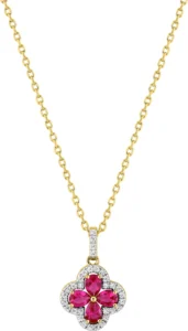 Collier oxydes de zirconium.rouge et blc plaqué or et rh jaune