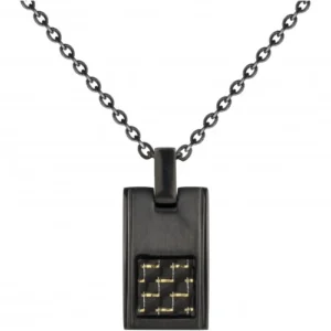 Collier phebus acier ipn carbone jaune 50 et 5cm noir
