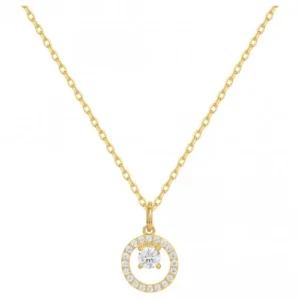 Collier pl.or 3m14k et 21 oxydes de zirconium 42 et 3cm plaqué or jaune