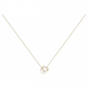 Collier pl.or eo 3m14k 22 oxydes de zirconium et ceram.blanche 40 et 3cm plaqué or jaune