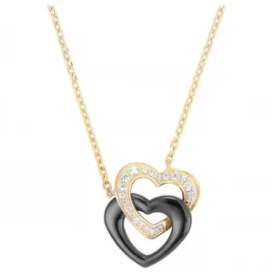 Collier pl.or eo 3m14k ceram. et 22 oxydes de zirconium -40 et 3cm plaqué or jaune