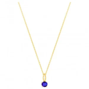 Collier pl.or oxydes de zirconium et cz synth. bleu 42 et 3cm plaqué or jaune
