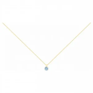 Collier plaqué or. 1cz synth. bleu clair 42 et 3cm 3m14k jaune