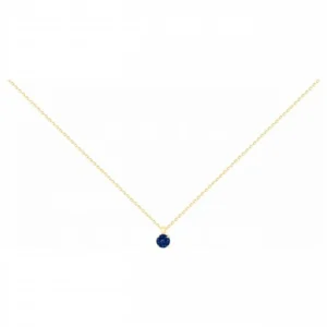 Collier plaqué or. 1cz synth. bleu fonce 42 et 3cm 3m14k jaune