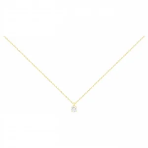 Collier plaque or 3 microns 1 oxydes de zirconium 42 et 3cm jaune