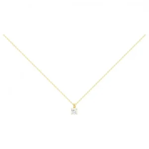 Collier plaque or 3 microns 1 oxydes de zirconium 42 et 3cm jaune