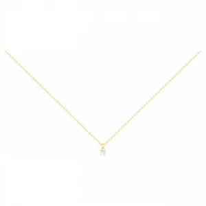 Collier plaque or 3 microns 1 oxydes de zirconium 42 et 3cm jaune