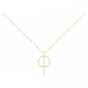 Collier plaque or 3 microns 26 oxydes de zirconium bico b j 42 et 3cm jaune