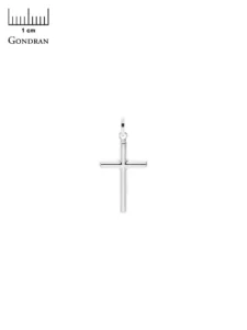 Pendentif croix or gris lisse tube pm Or 750/1000 Gris rhodié