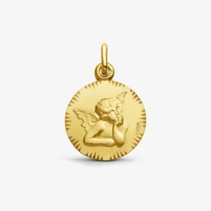 Pendentif médaille religieuse Médaille ange de raphaël 16mm Or 750/1000 Jaune