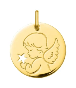 Pendentif médaille religieuse Médaille ange or 375/1000 jaune