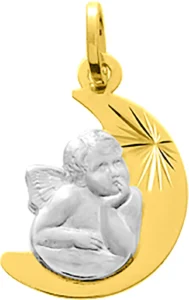 Pendentif médaille religieuse Médaille ange or 750/1000 jaune+rh Bicolore