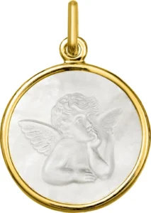 Pendentif médaille religieuse Médaille nacr.ange or 750/1000 jaune