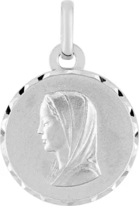 Pendentif médaille religieuse médaille vierge ag925rh argent gris rhodié
