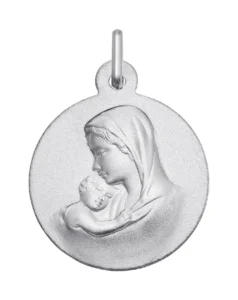 Pendentif médaille religieuse Médaille vierge enfant or 375/1000 blanc Gris rhodié