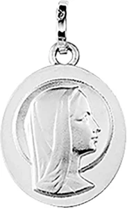 Pendentif médaille religieuse Médaille vierge or 375/1000 blanc Gris rhodié