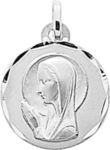 Pendentif médaille religieuse Médaille vierge or 750/1000 blanc Gris rhodié