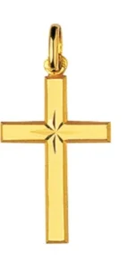 Pendentif plaque.croix plaqué or jaune