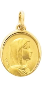 Pendentif plaque médaille vierge plaqué or jaune