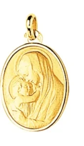 Pendentif plaque médaille vierge plaqué or jaune