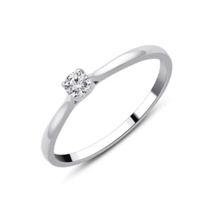 Solitaire taille 54 1 diamants 0,09 ct or blanc 750 Or 750/1000 Gris rhodié