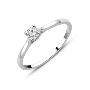 Solitaire taille 54 1 diamants 0,20 ct or blanc 750 Or 750/1000 Gris rhodié
