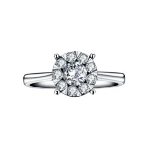 Solitaire taille 54 10 diamants 0,17cts diamants central 0,096cts/ obp 750 Or 750/1000 Gris palladié