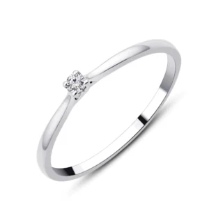 Solitaire taille 54 1dt 0,03 cts Or 750/1000 Gris rhodié