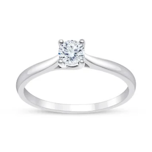 Solitaire taille 54 4 griffes 1 diamants 0,30ct Or 750/1000 Gris rhodié