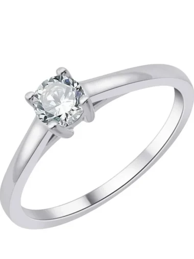 Solitaire taille 54 diamant 0.30 cts 4 griffes or blanc 750 or 750/1000 gris
