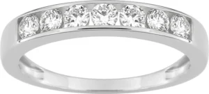Alliance taille 57 demi diamant synthétique f-vs 0.50ct or 375/1000 blanc Gris rhodié