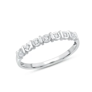 Bague empierrée taille 54 7dts 0,08ct Or 375/1000 Gris rhodié