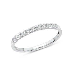 Bague empierrée taille 54 9dts 0,040cts or blanc 375 Or 375/1000 Gris rhodié