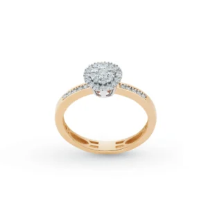 Bague empierrée taille 54 Ba or jaune 750 36p 0.223ct vsig Or 750/1000 Bicolore