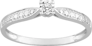 Bague empierrée taille 54 diamant 0.03 gris or 375 Or 375/1000