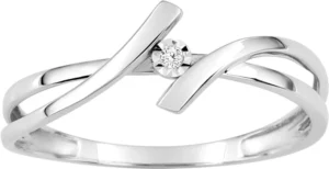Bague empierrée taille 54 diamant.past 0.01ct gh-p1 or 750/1000 blanc Gris rhodié