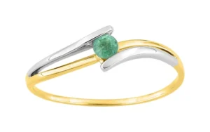 Bague empierrée taille 54 émeraude Or 750/1000 Bicolore