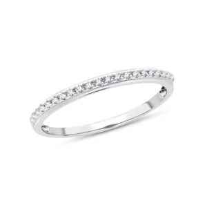Bague empierrée taille 54 or blanc 21dts 0,06cts 375/1000eme Or 375/1000 Gris rhodié