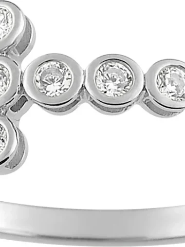 Bague empierrée taille 54 oxyde de zirconium or 375/1000 blanc Gris
