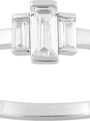 Bague empierrée taille 54 oxyde de zirconium or 375/1000 blanc Gris