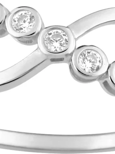 Bague empierrée taille 54 oxyde de zirconium or 375/1000 blanc infini Gris