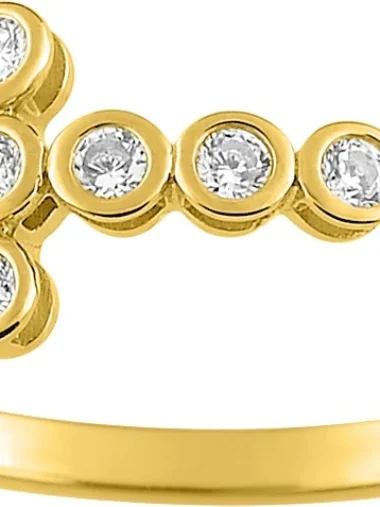 Bague empierrée taille 54 oxyde de zirconium or 375/1000 jaune