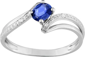 Bague empierrée taille 54 sa+diamètre 0,016 mm gris or 750 Or 750/1000 Gris rhodié