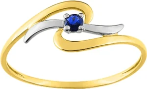 Bague empierrée taille 54 saphir 0,079 bico. or 750 Or 750/1000 Bicolore
