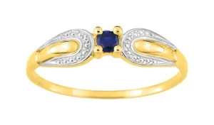Bague empierrée taille 54 saphir Or 750/1000 Bicolore
