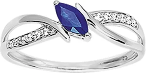 Bague empierrée taille 54 saphir oxyde de zirconium or 750/1000 blanc Gris rhodié