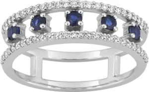 Bague empierrée taille 54 saphir oxyde de zirconium or 750/1000 blanc Gris rhodié